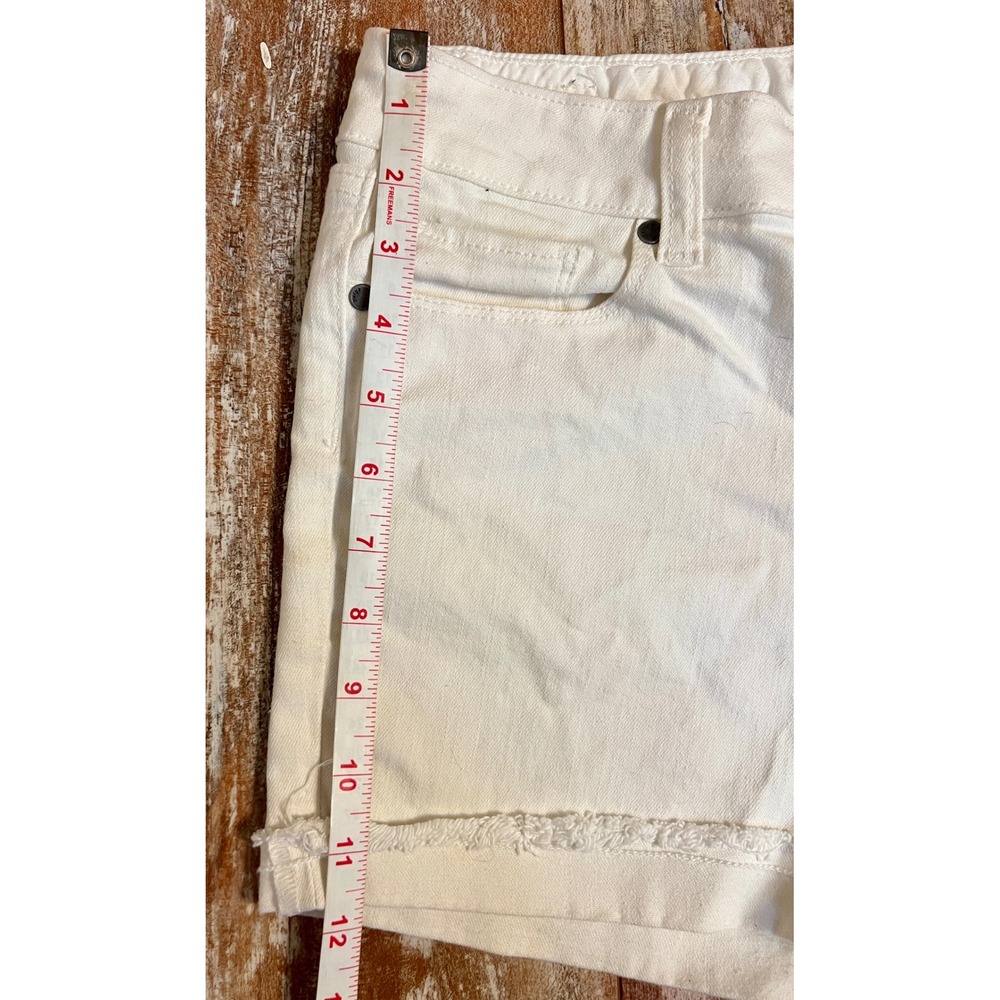 Paige Premium Denim White Cut Off Jean Shorts Frayed Hem Size 27 Low Rise - Picture 7 of 9